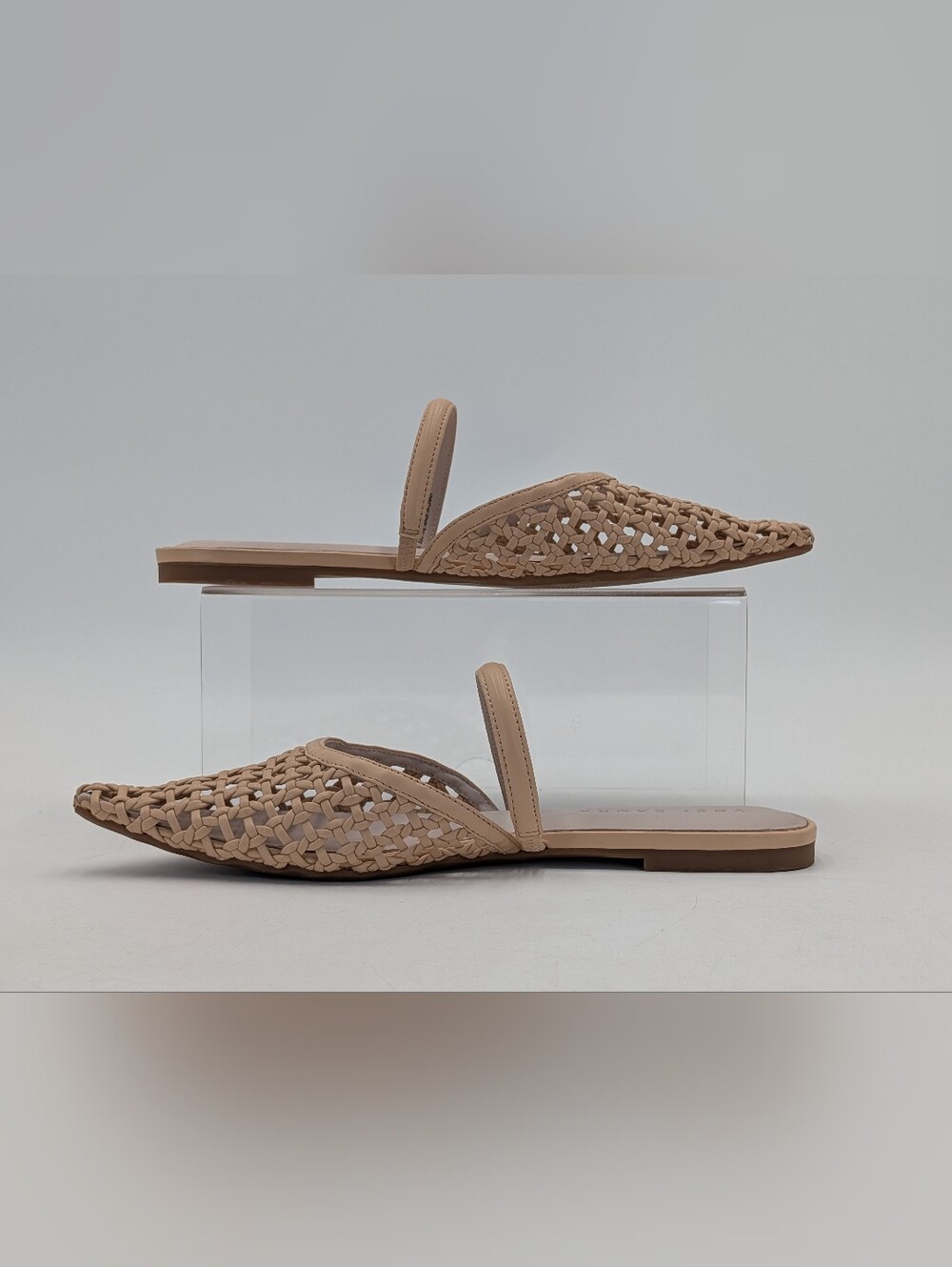 Yosi Samra Justine Sz 9 Pointed Toe Handwoven Leather Mule Flat Sandal Tan - Picture 9 of 16